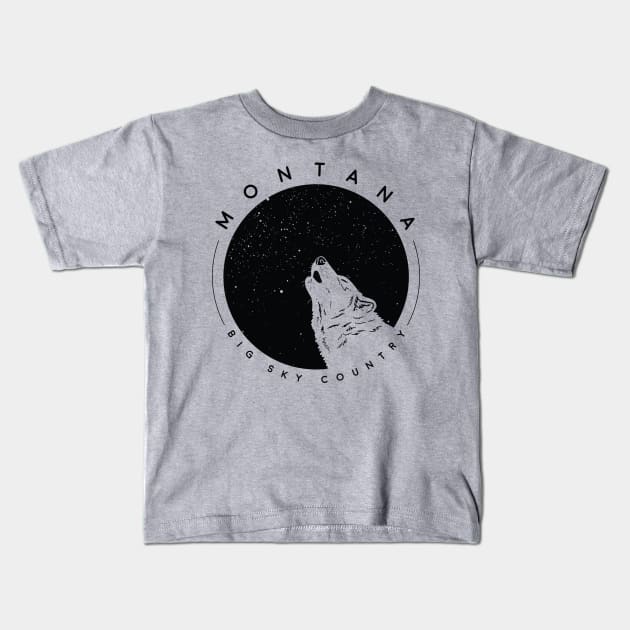 Montana Wolf Kids T-Shirt by luckybengal